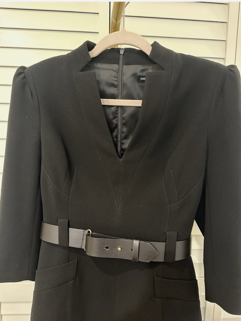 Karen Millen Forever Black Belted Midi Dress size US 8 - Picture 5 of 7